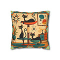 Retro Mid Century Atomic Cats pillowcase | Square Pillowcase - COVER ONLY