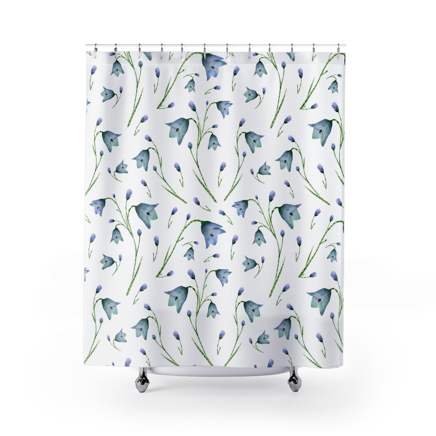 Serene Blooms: Pale Blue Flower Power Shower Curtain, bathroom decor, french country blue, housewarming gift, cottage floral shower curtain