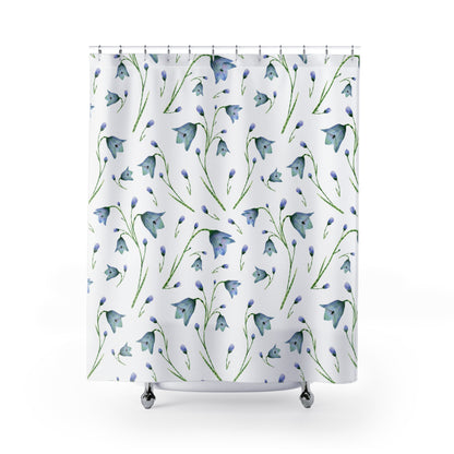 Serene Blooms: Pale Blue Flower Power Shower Curtain, bathroom decor, french country blue, housewarming gift, cottage floral shower curtain