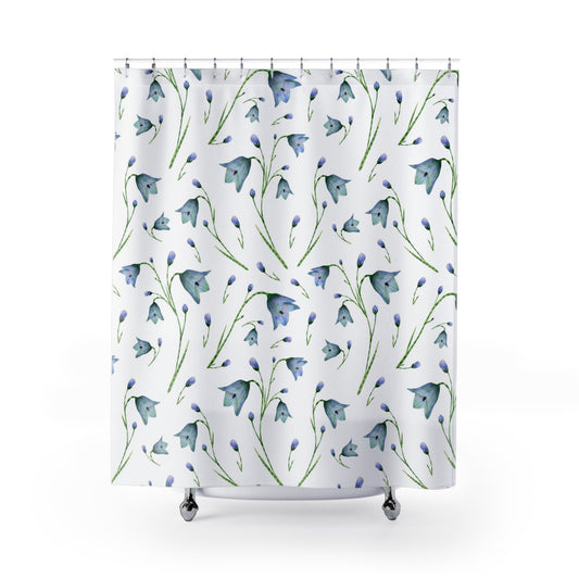 Serene Blooms: Pale Blue Flower Power Shower Curtain, bathroom decor, french country blue, housewarming gift, cottage floral shower curtain