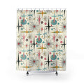 Mid-Century Starburst Shower Curtain — Retro Atomic Pattern