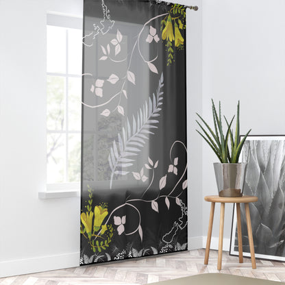 New Zealand fern and Kowhai sheer Window Curtain