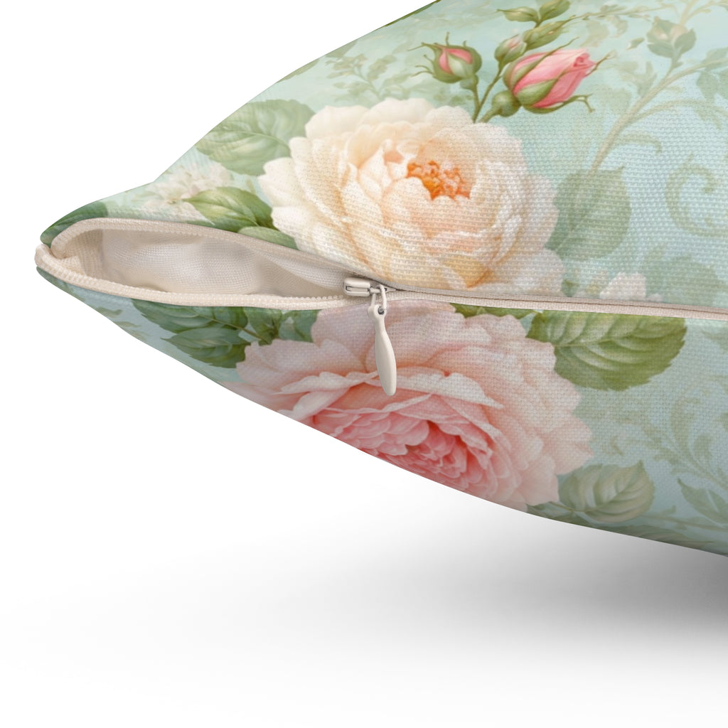 Vintage Pink Roses Toss Pillow | Floral Square Pillow, Shabby Chic
