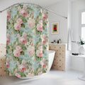 Stunning Pink Rose Garden Shower Curtain with Delicate White Accents, stall, bathtub, vintage roses, floral curtain