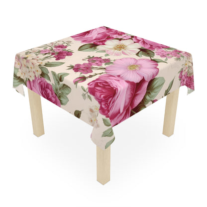 Blooming Elegance: Exquisite dining room decor Tablecloth adorned with Bold Pink Roses