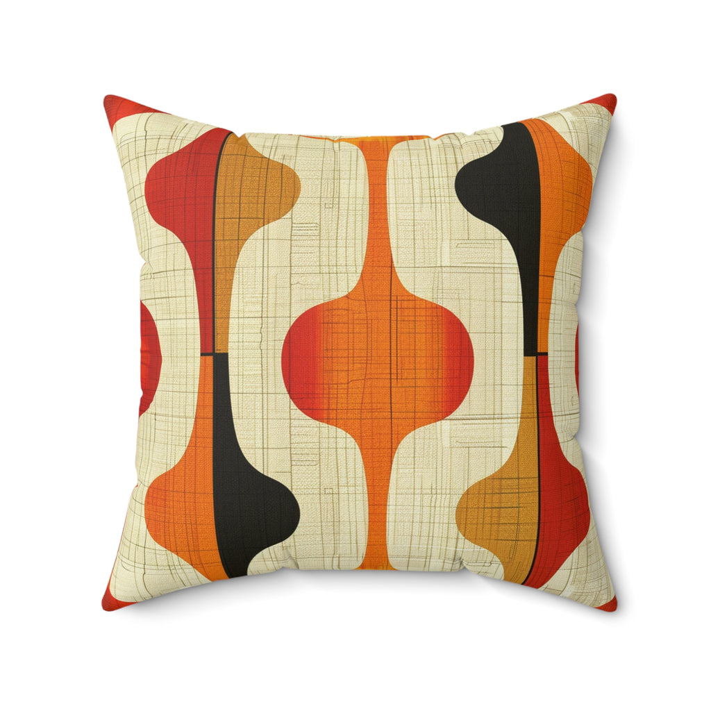 Mid Century Modern shapes Spun Polyester Square Pillow, couch chair throw scatter cushion, MCM home decor