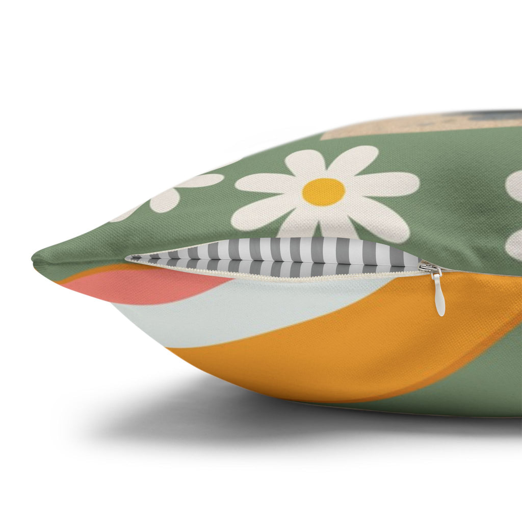 Feelin' Groovy retro Dachshund Pillowcase | 60s 70s pattern Square Decorative Pillow