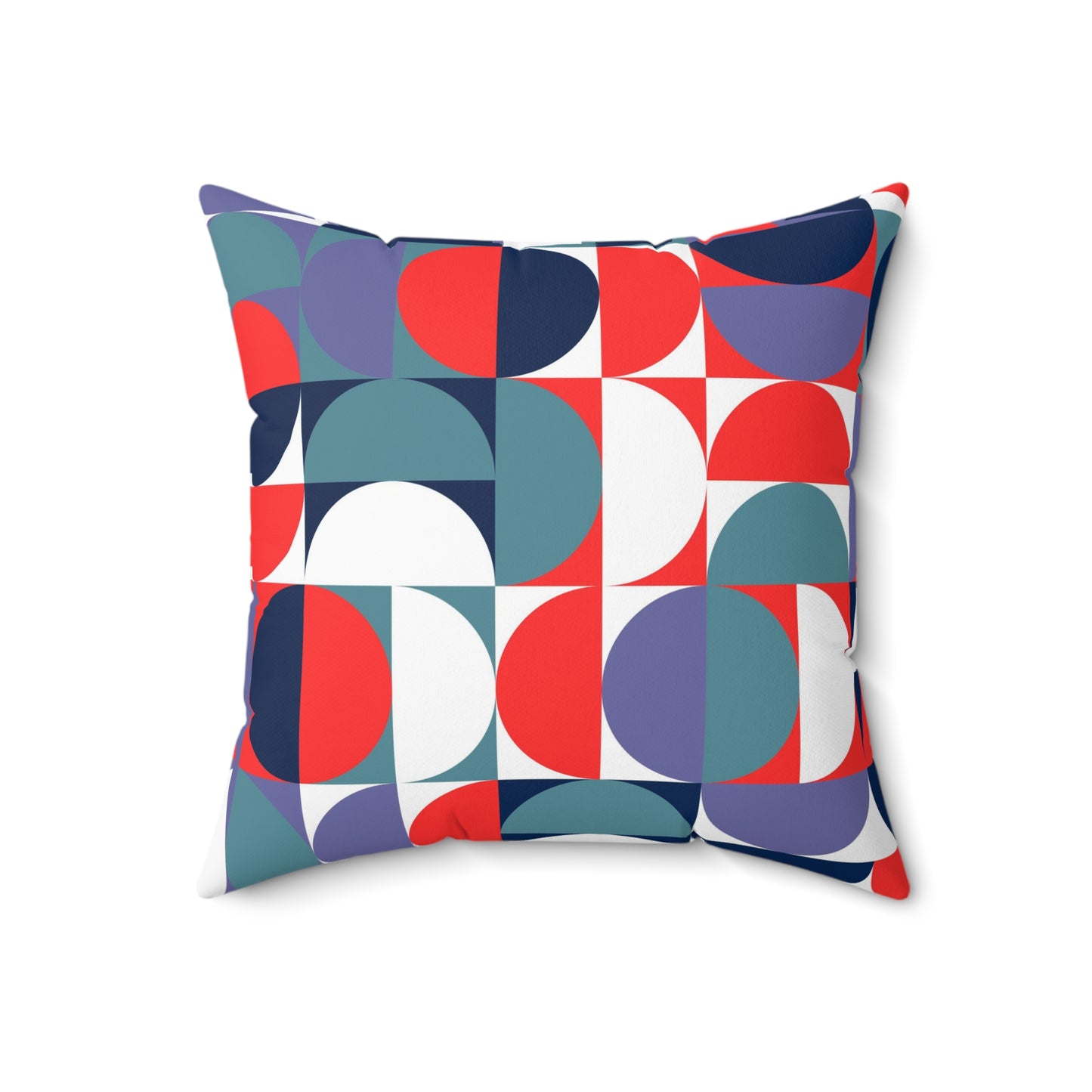 Retro red blue teal mid century modern  Polyester Square Pillow, MCM home decor