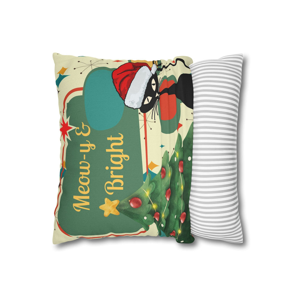 Meow-y & Bright Atomic Cat Christmas Pillowcase
