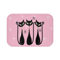 Pink Retro Black Cats Bath Mat — Mid-Century Modern Kitty Bathroom Rug
