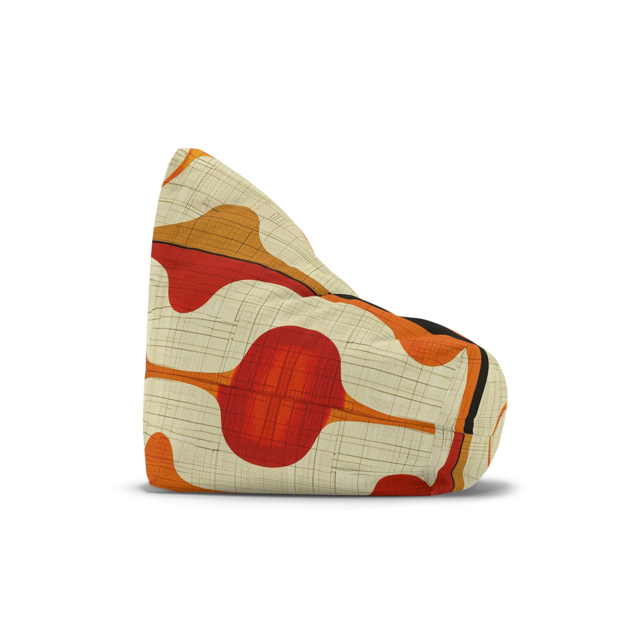 Retro Orange black Bean Bag Chair COVER (Cover only), Mid century Modern, lounger, funky chair slipcover, MCM home decor