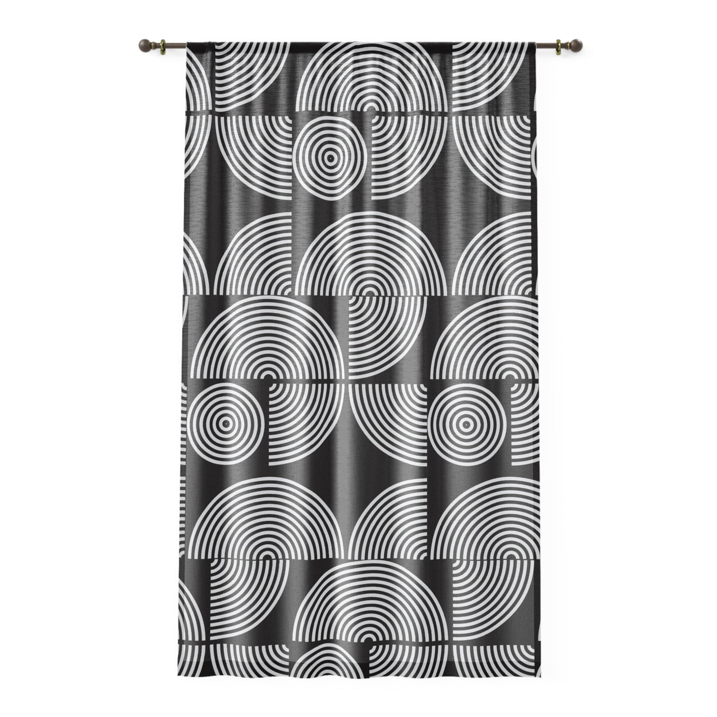 Black and white swirl MCM sheer Window Curtain, mid century modern, MCM home decor, retro inspired curtain