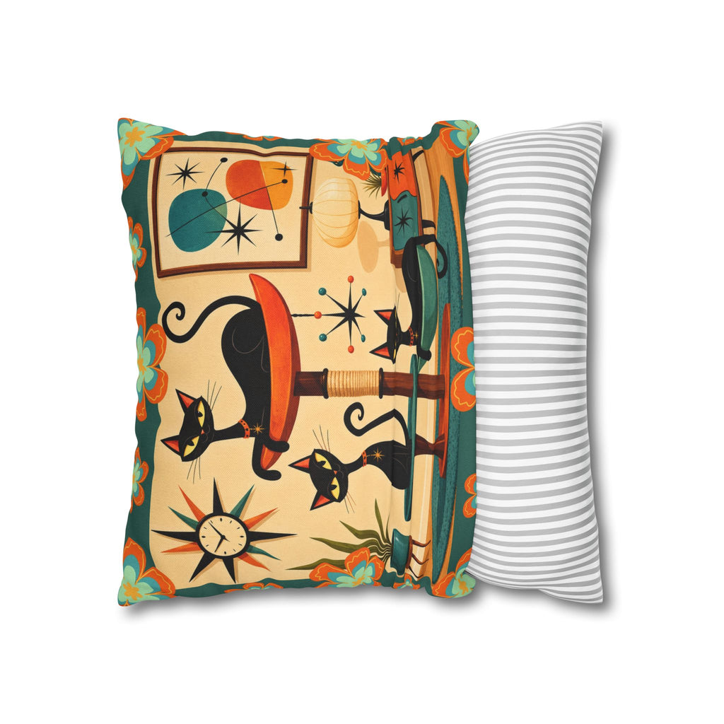 Retro Mid Century Atomic Cats pillowcase | Square Pillowcase - COVER ONLY