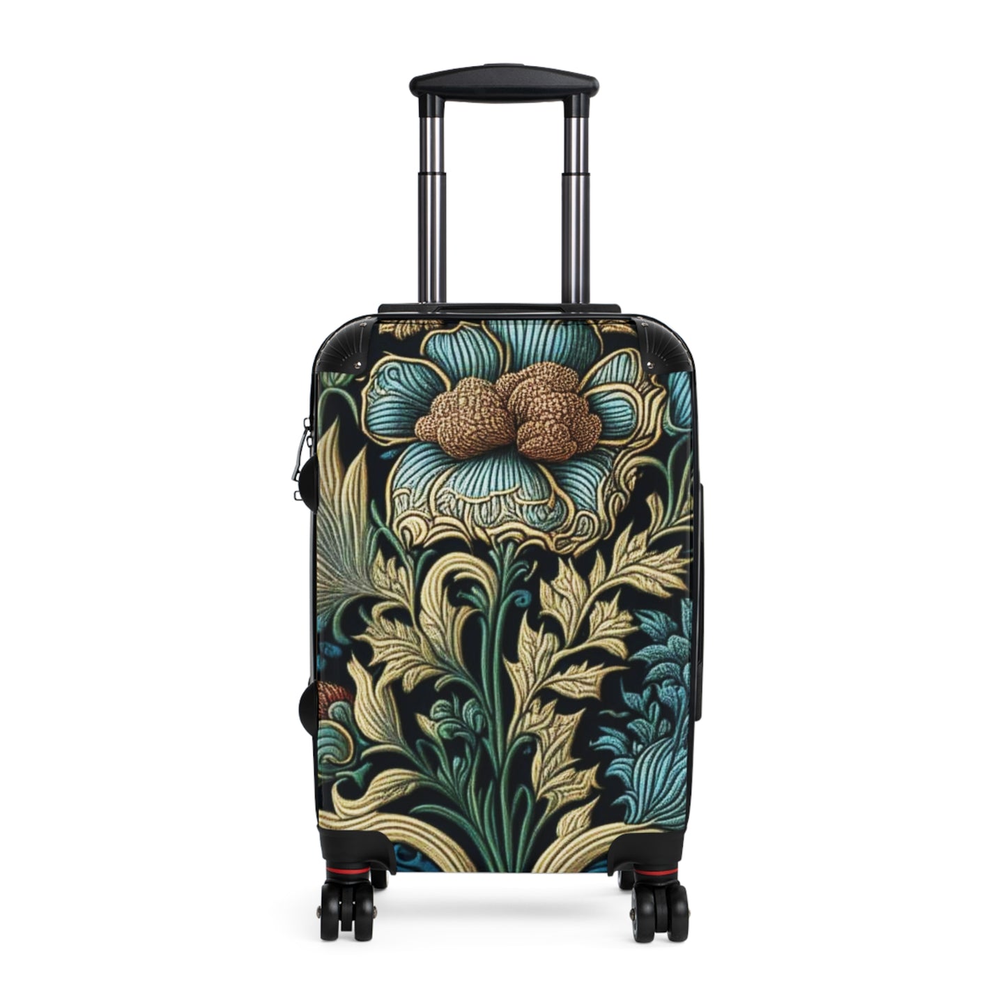 Floral design inspired by William Morrris Suitcase, lockable hard shell luggage for travel with wheels for an easy holiday