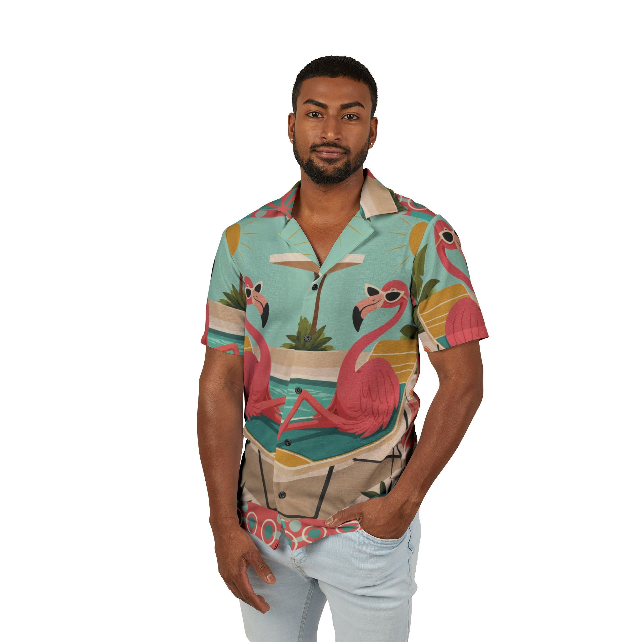 Retro Flamingo Poolside Shirt | Hawaiian Camp Shirt MCM