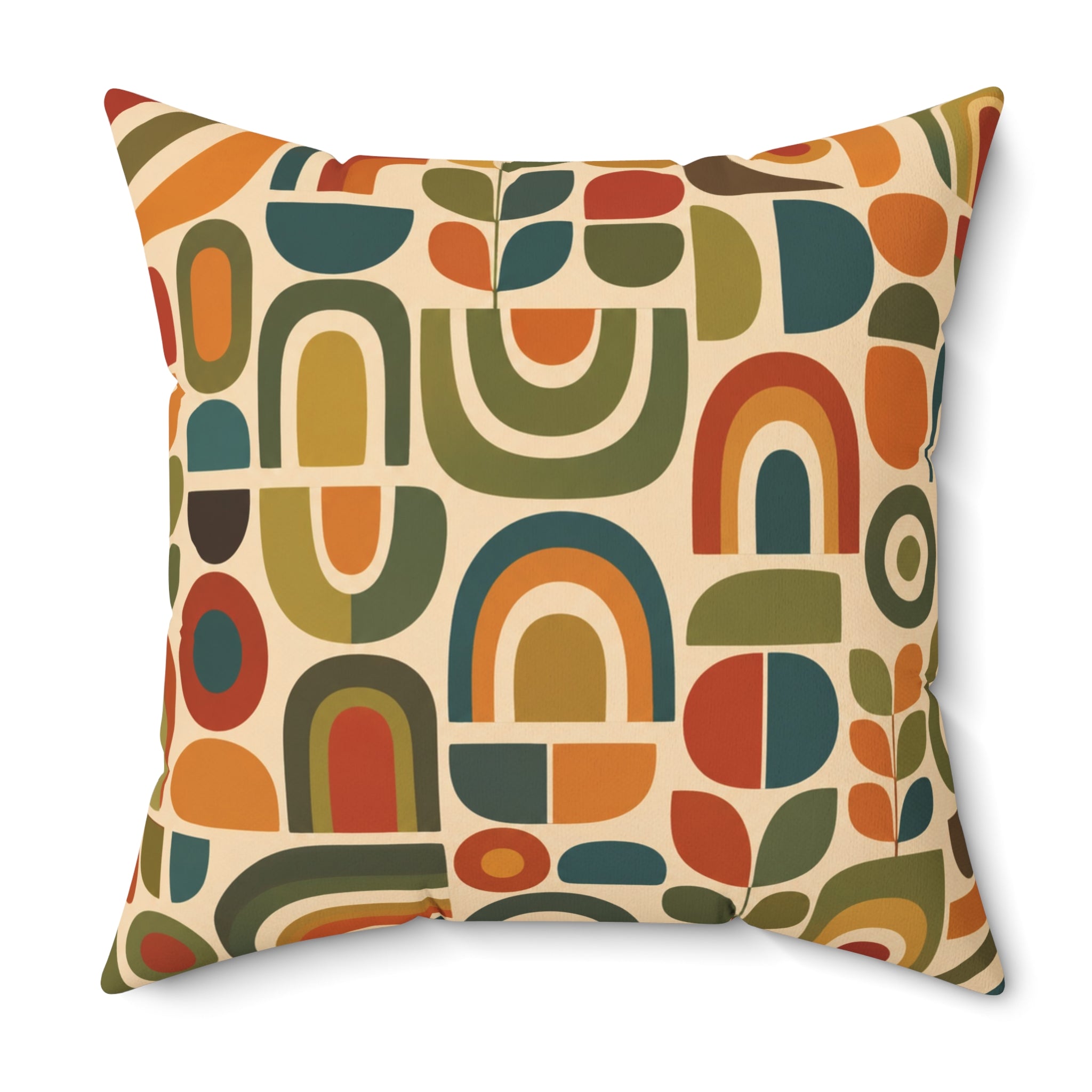 Retro Geometric Abstract Pattern Pillow | Mid Century Modern Throw Pillow