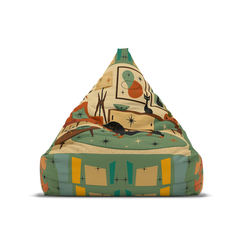 Mid Century Retro Atomic Dachshund Pattern Bean Bag Cover | Vintage Space Age Print