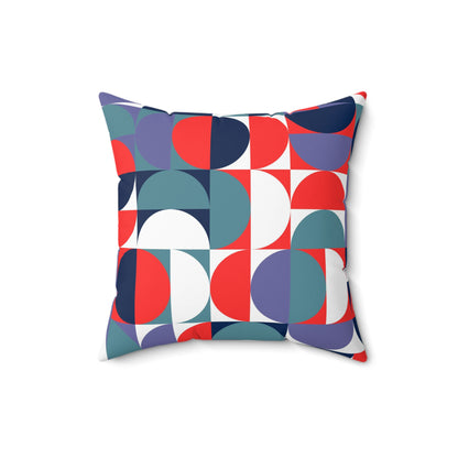 Retro red blue teal mid century modern  Polyester Square Pillow, MCM home decor