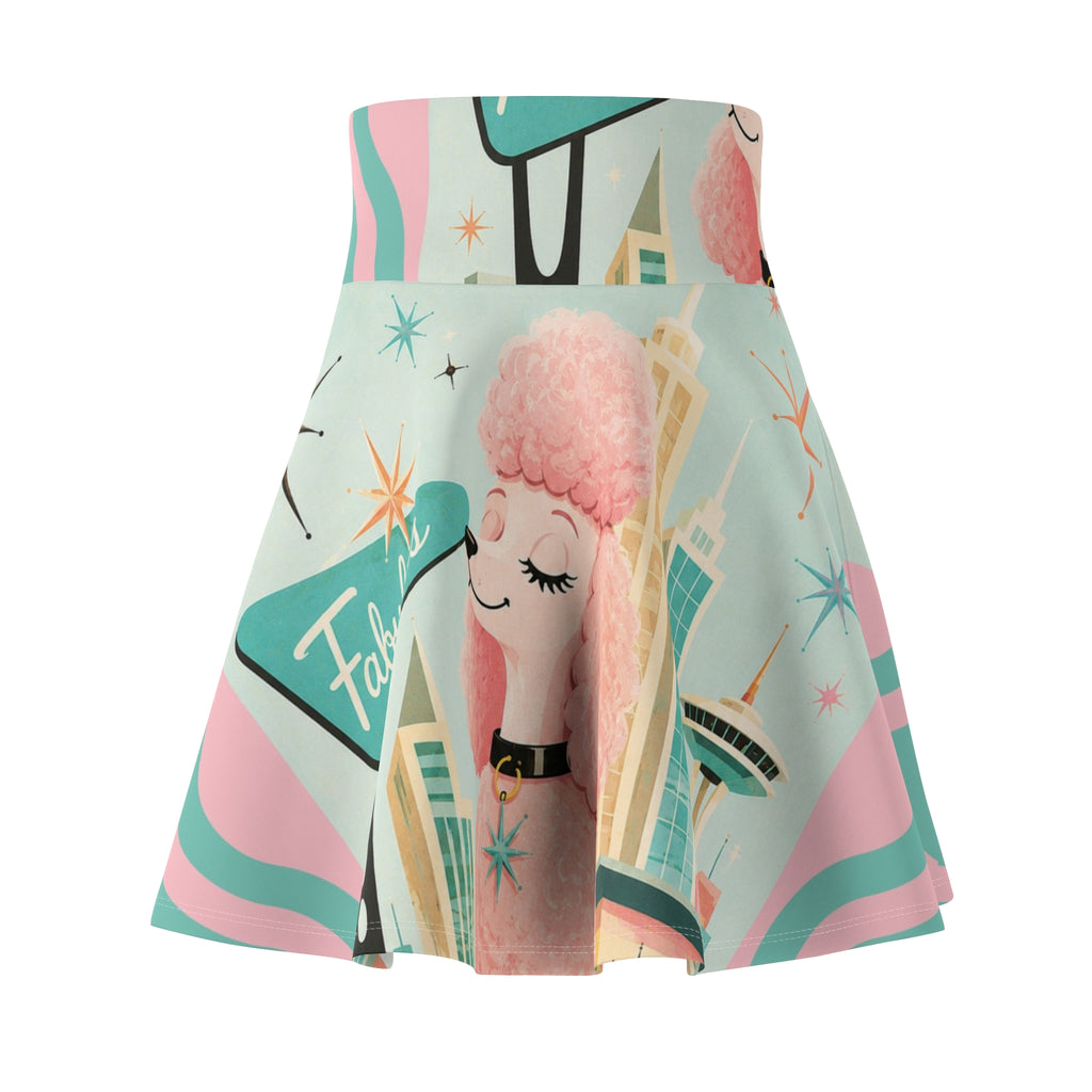 Pink Poodle Retro Vegas Skater Skirt | Mid-Century Atomic Starburst