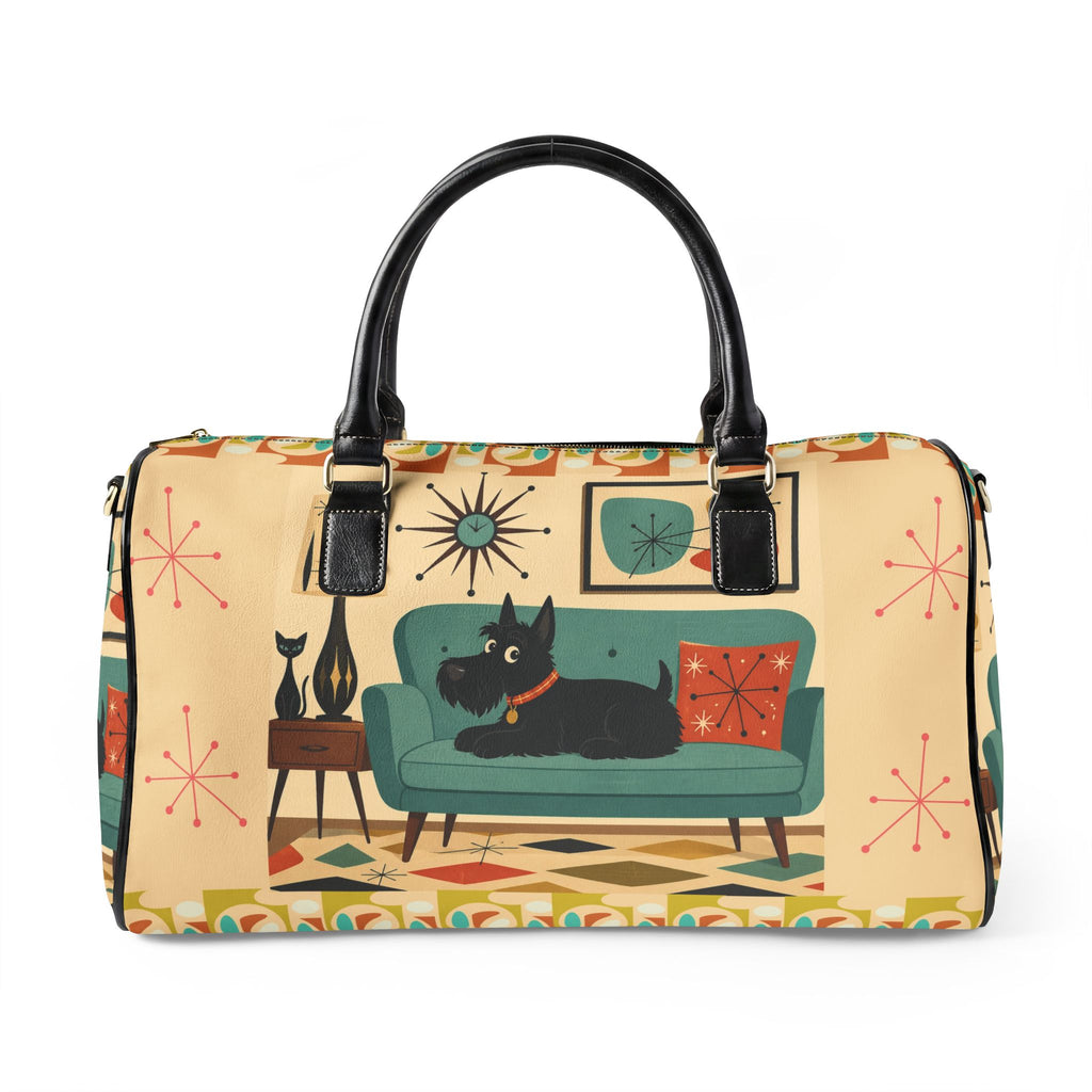 Retro Living Room Scotty Dog Faux Leather Travel Bag | Mid Century Modern