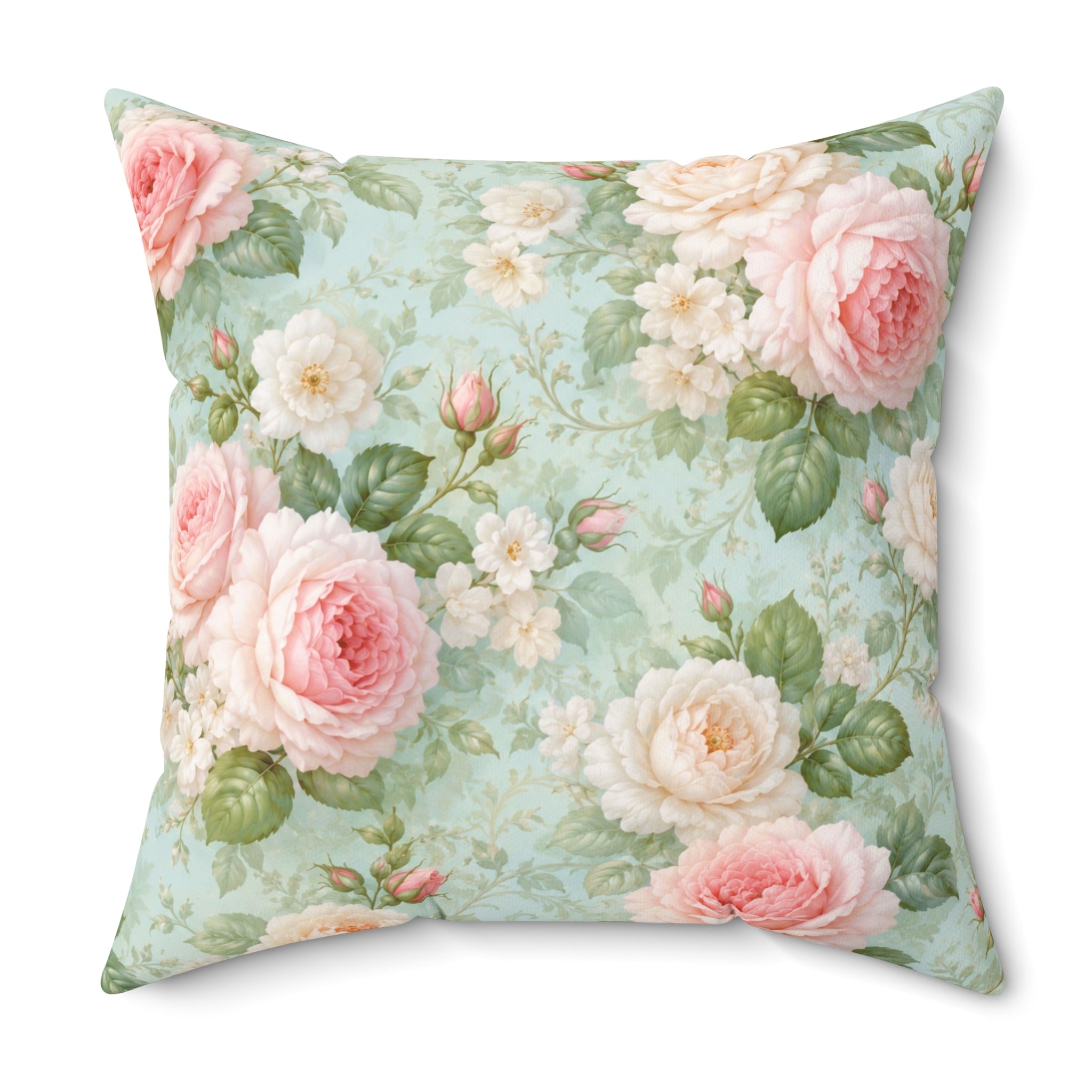 Vintage Pink Roses Toss Pillow | Floral Square Pillow, Shabby Chic