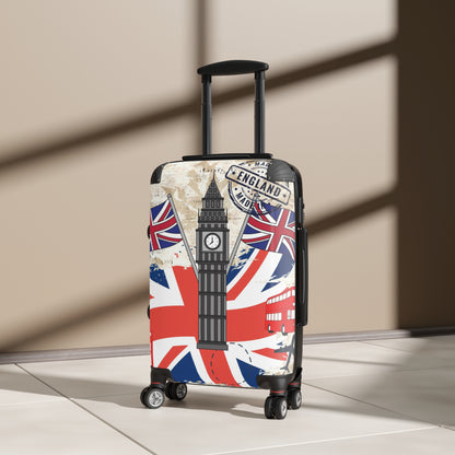 Made in England Suitcase on wheels, hard shell travel luggage for holidays, weekend trips, secure lockable bag