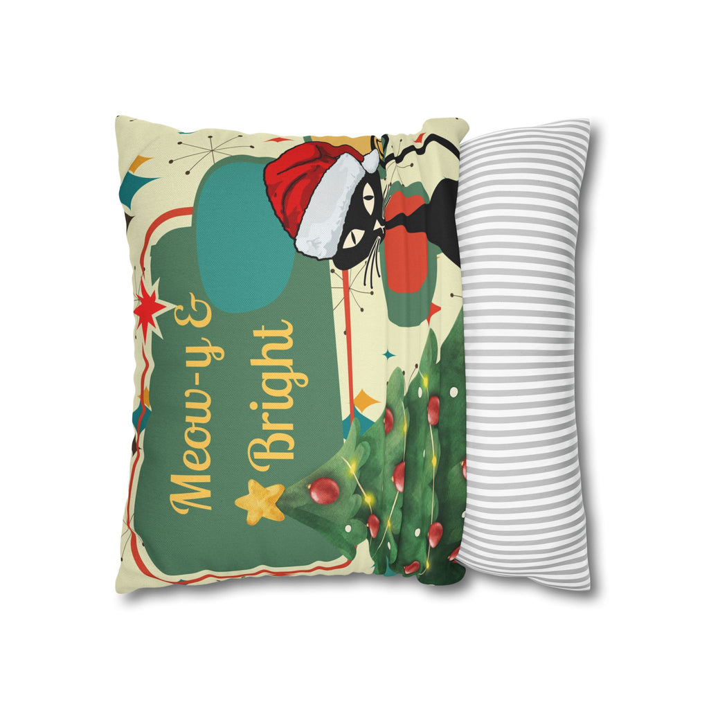 Meow-y & Bright Atomic Cat Christmas Pillowcase