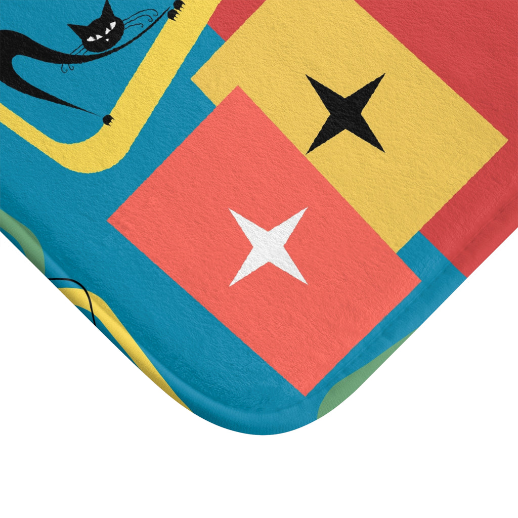 Atomic cat MCM Bath Mat Mid Century Modern retro bathroom black cat lover gift