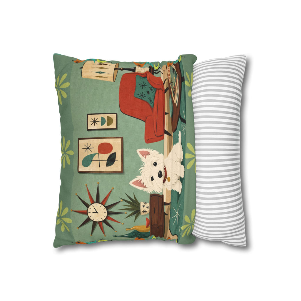 Retro Westie Dog Retro Living Room Pillowcase | Square Throw Pillowcase - COVER ONLY