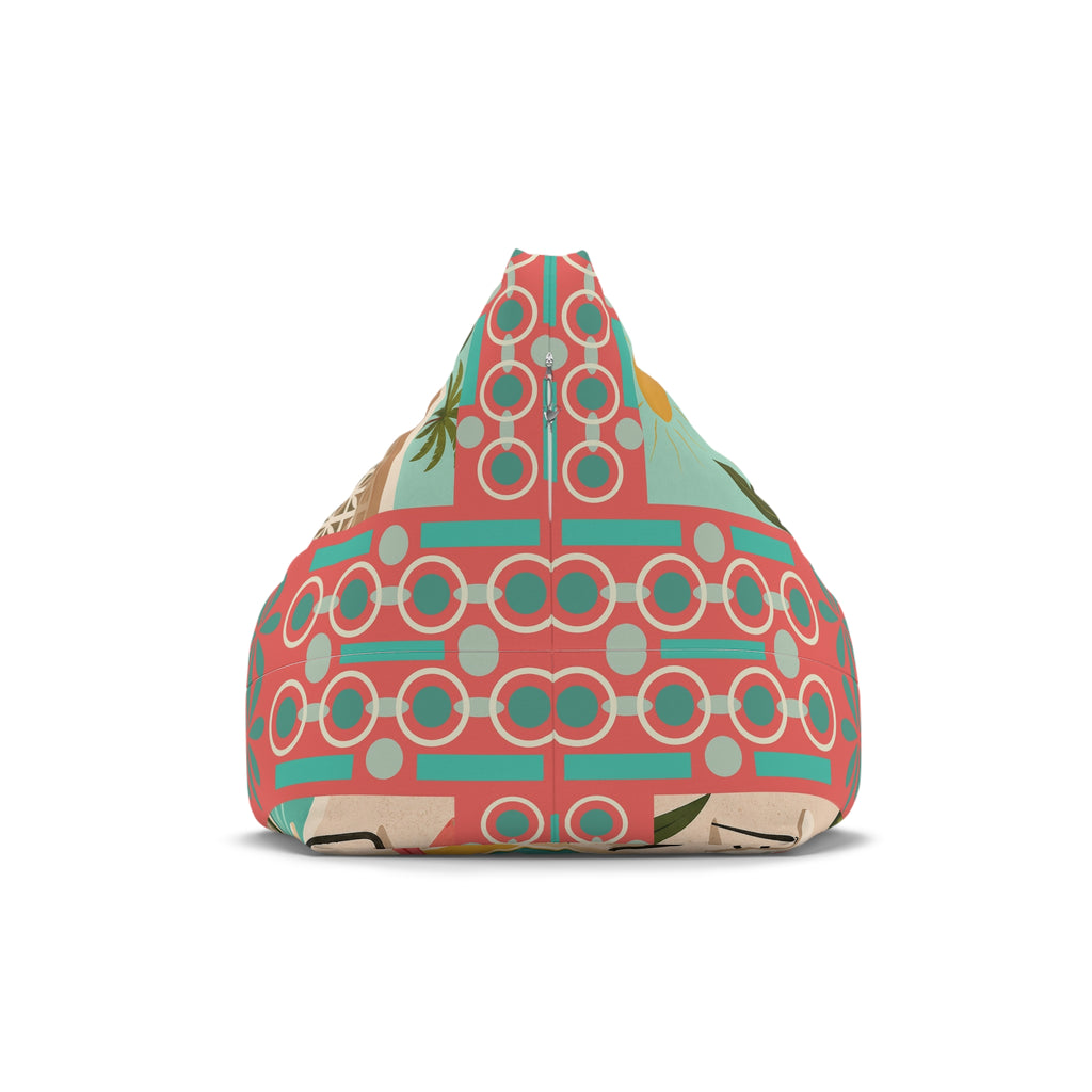 Tropical Pink Flamingo MCM Bean Bag Chair Cover | Retro Geometric Beach Print