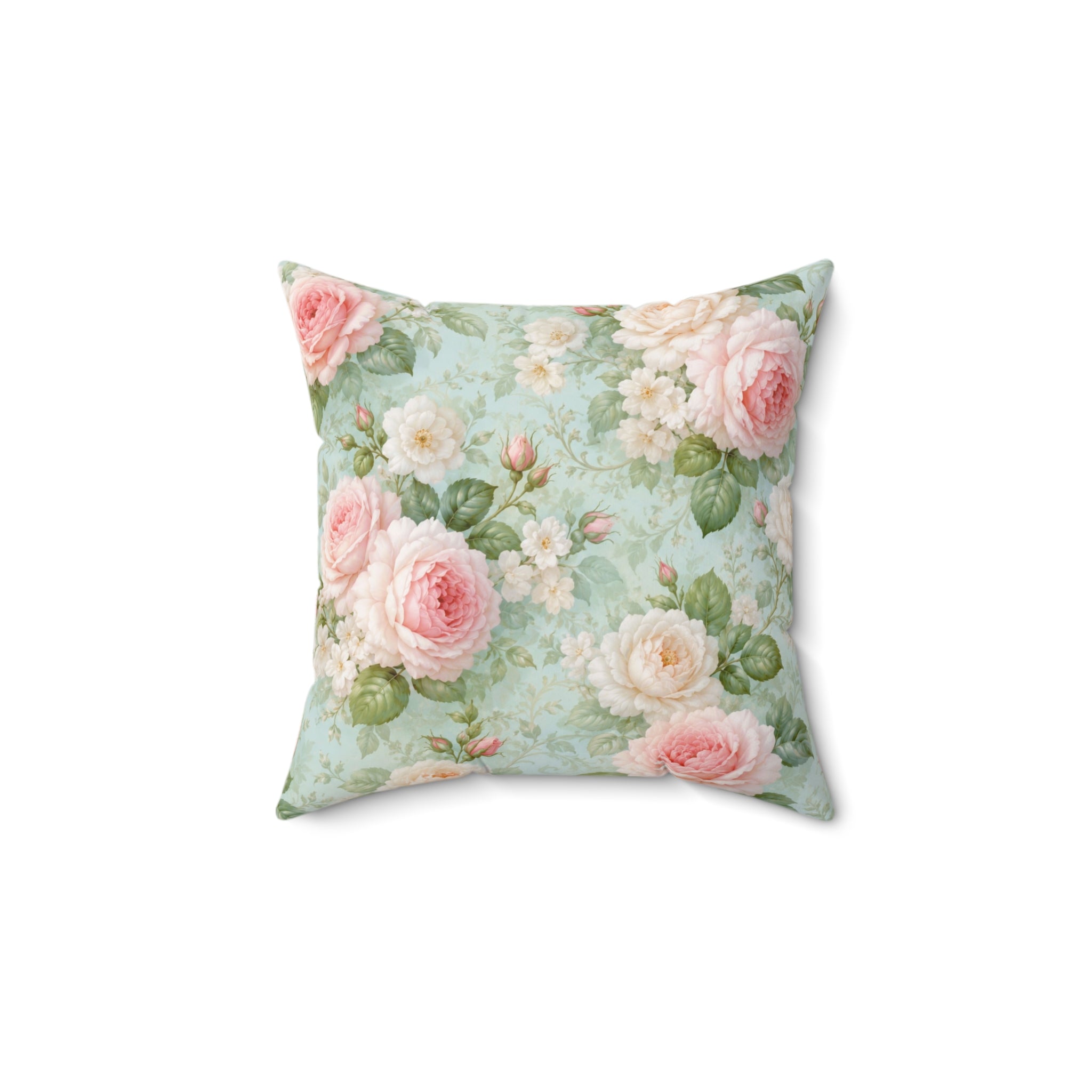 Vintage Pink Roses Toss Pillow | Floral Square Pillow, Shabby Chic