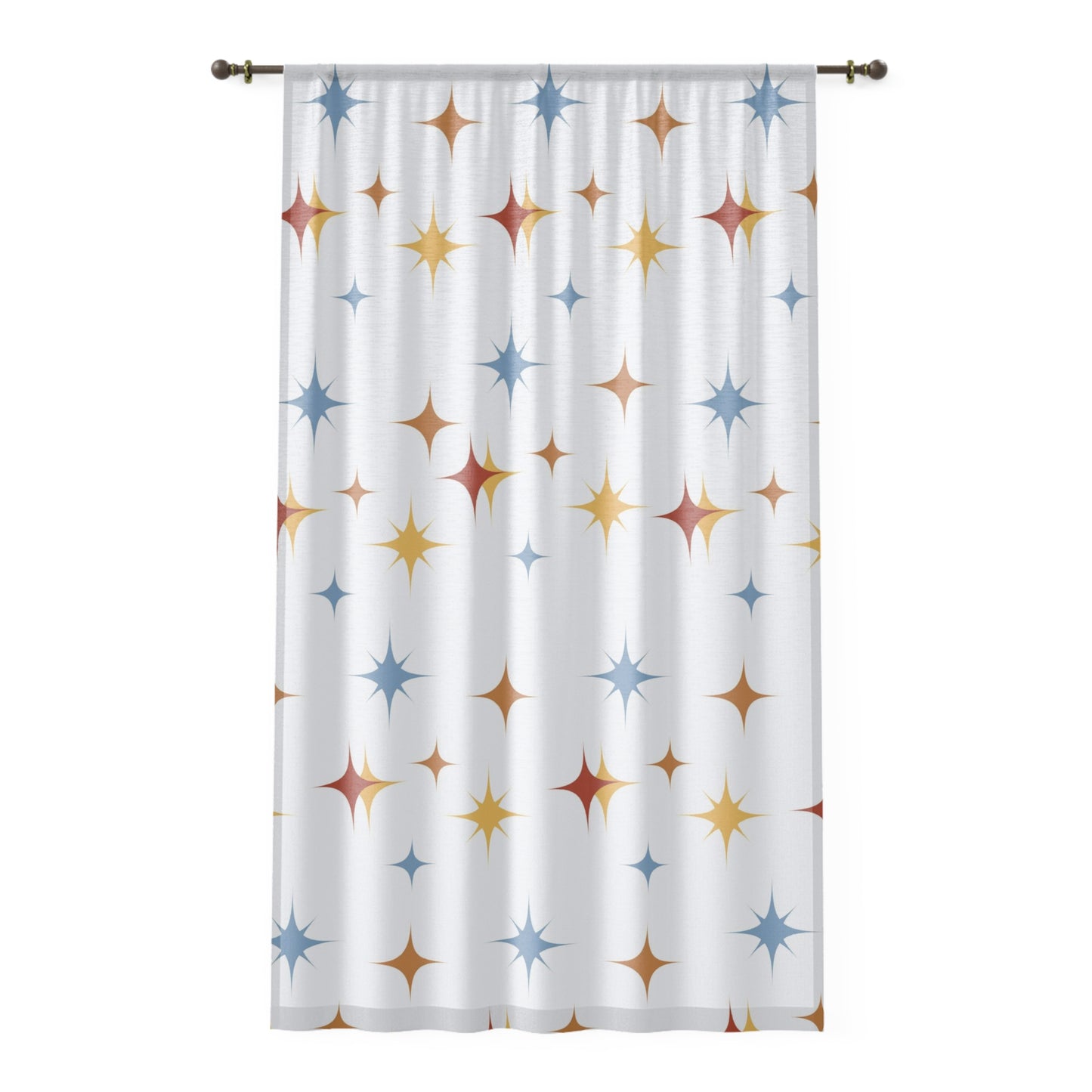 Star retro inspired sheer Window Curtain, mcm home decor, gift for the home, mid century modern, minimalist window curtain