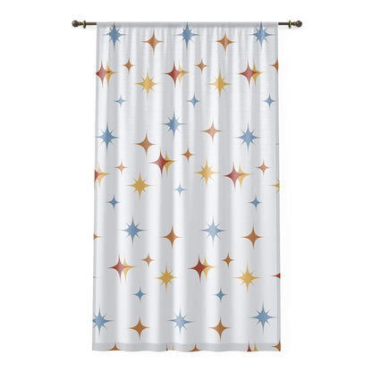 Star retro inspired sheer Window Curtain, mcm home decor, gift for the home, mid century modern, minimalist window curtain