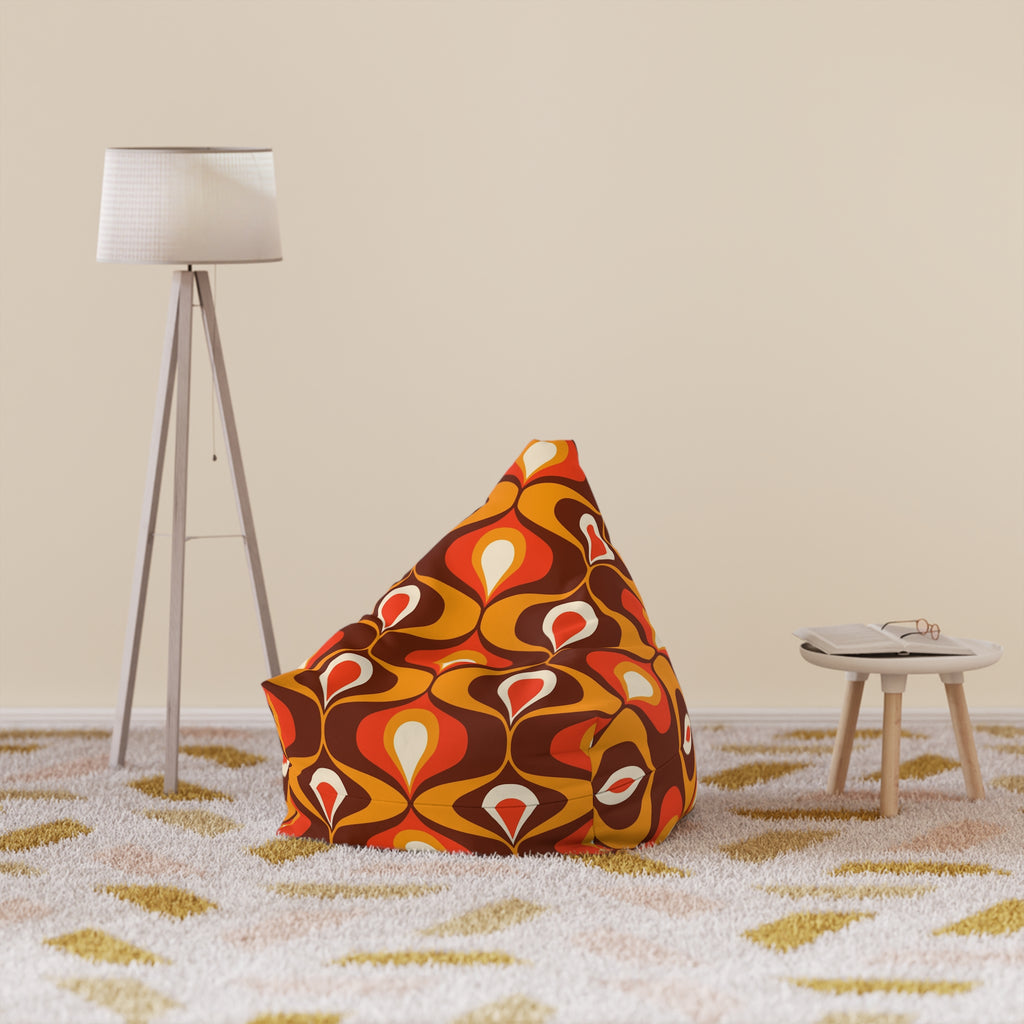 Retro orange and brown Bean Bag Chair COVER, retro home decor, games room, living room bean bag cover