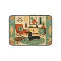 Mid Century Dachshund Illustration Microfiber Kitchen Dish Mat | Retro Atomic Living Room