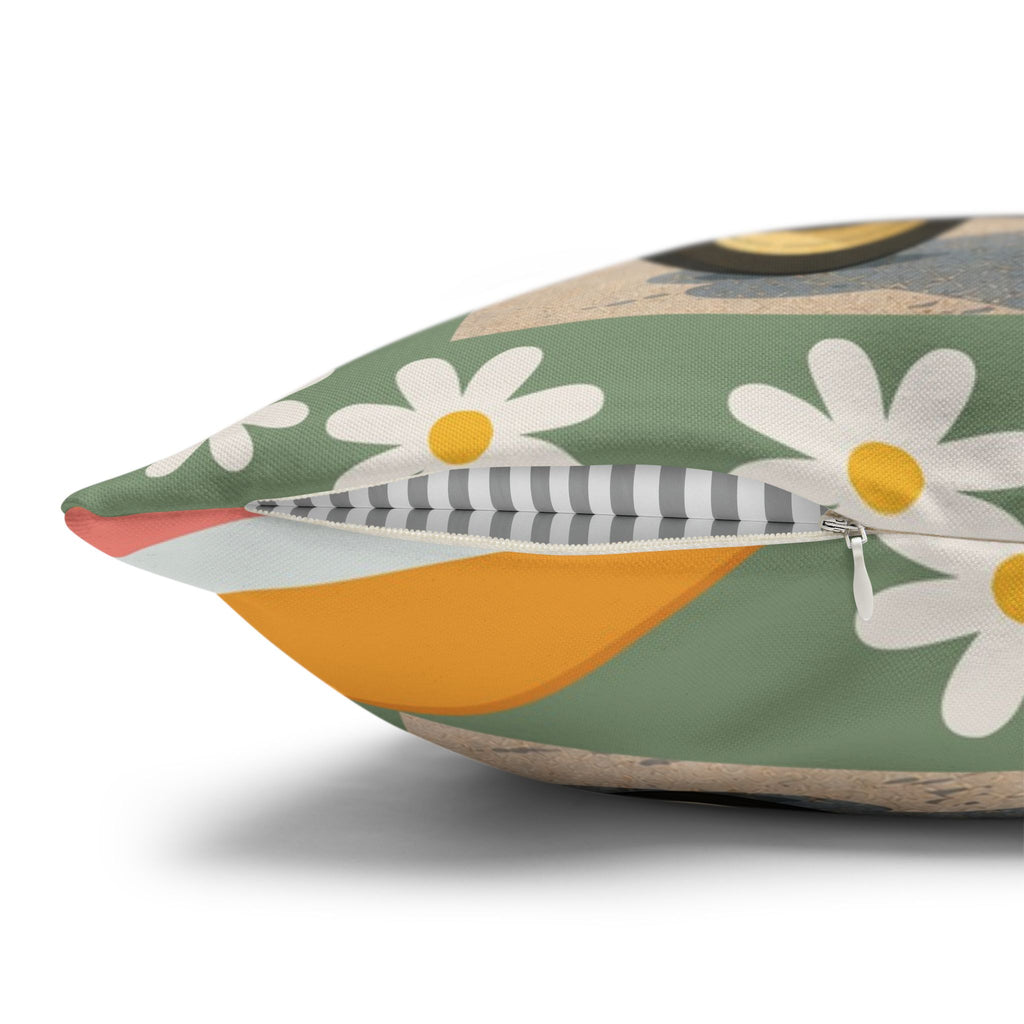 Feelin' Groovy retro Dachshund Pillowcase | 60s 70s pattern Square Decorative Pillow