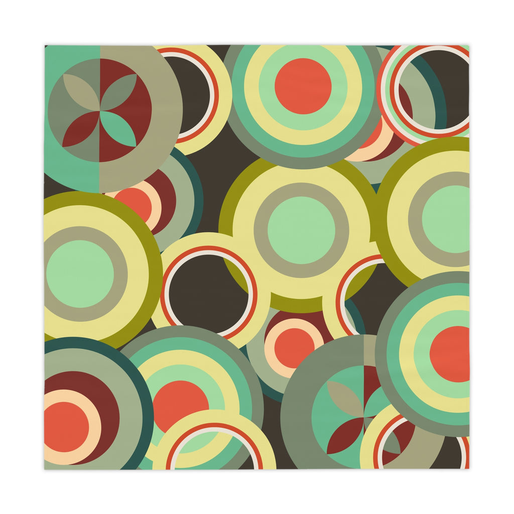 Retro colorful circles Tablecloth, Mid Century Modern, bold tableware, geometric shapes, funky, retro tableware