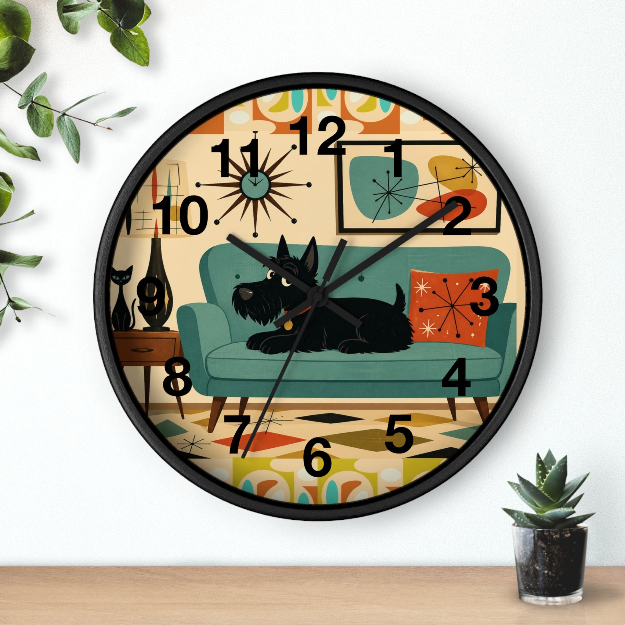 Retro Scotty Dog Sofa Wall Clock | Mid Century Modern Home Decor