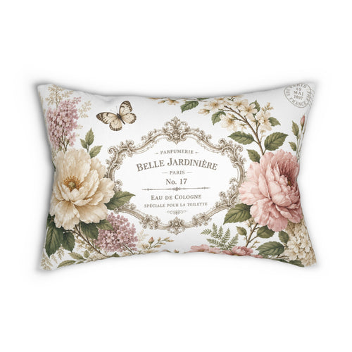 Belle Jardinière Floral Print Lumbar Pillow | Vintage French Label