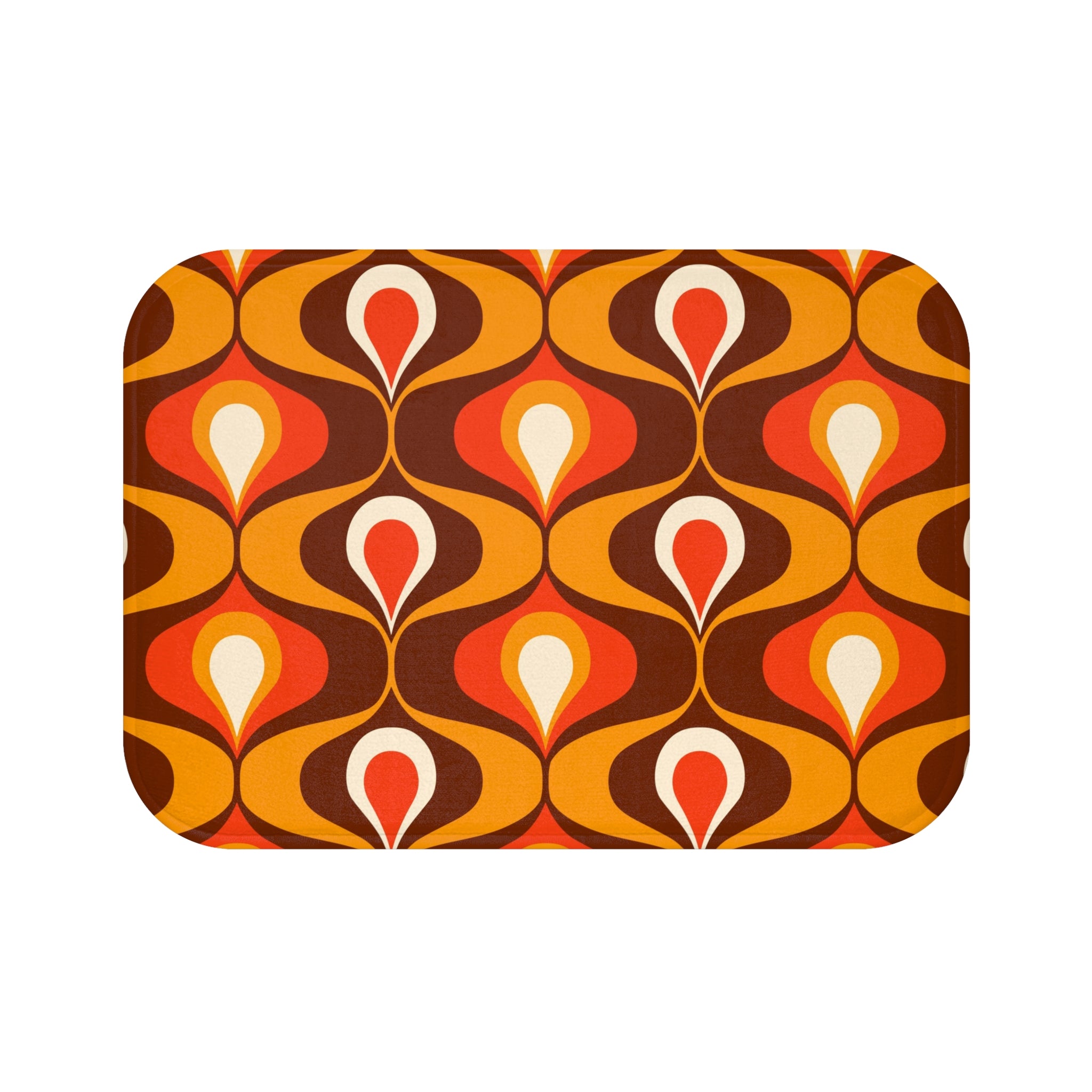 Retro Orange and brown 60s 70s inspired Bath Mat, retro bathroom decor