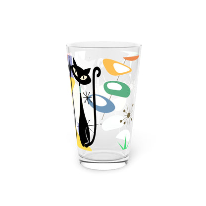 Atomic cat retro MCM Pint Glass, 16oz- price per glass