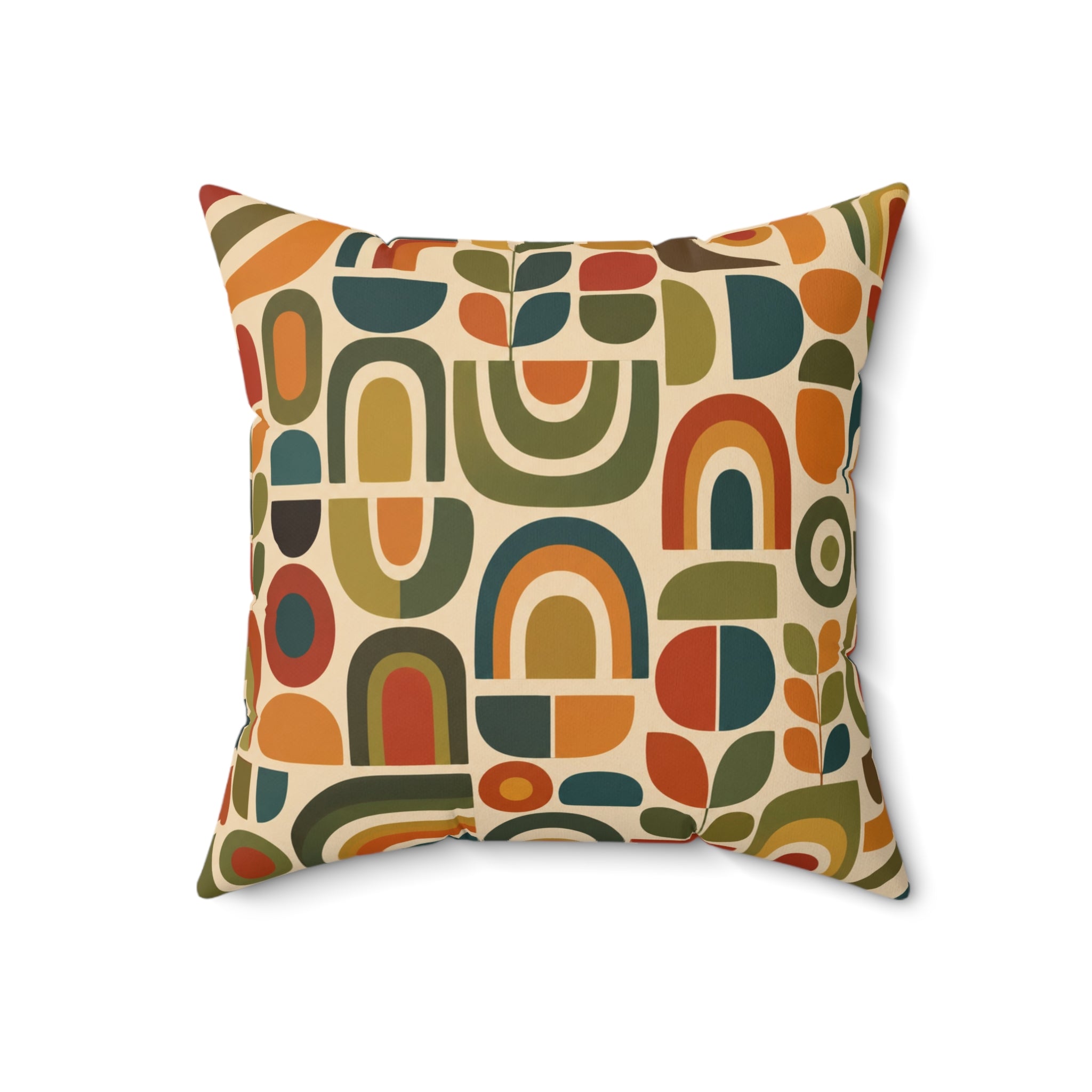 Retro Geometric Abstract Pattern Pillow | Mid Century Modern Throw Pillow