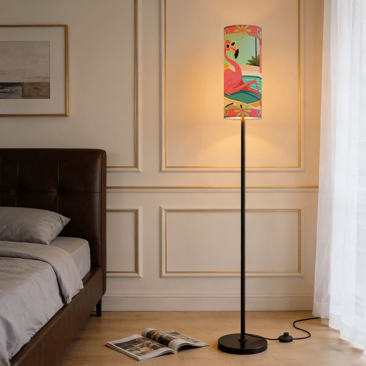 Floor Lamp Modern Standing Lamp (Made in USA) Pink flamingo MCM lighting