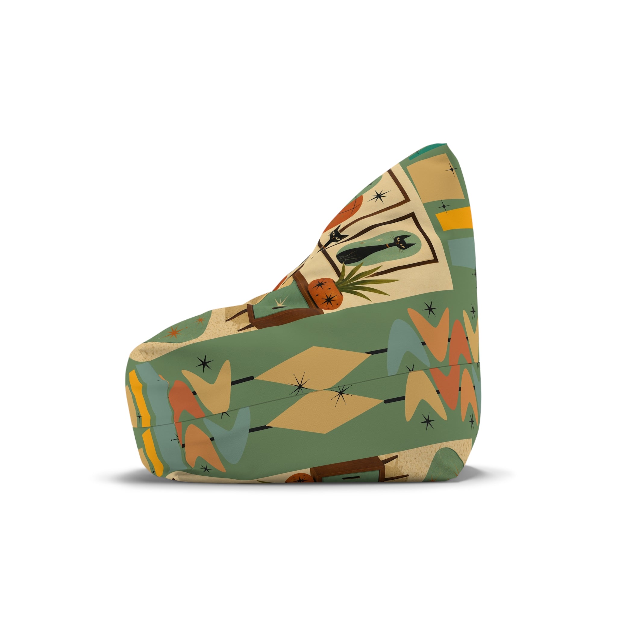 Mid Century Retro Atomic Dachshund Pattern Bean Bag Cover | Vintage Space Age Print