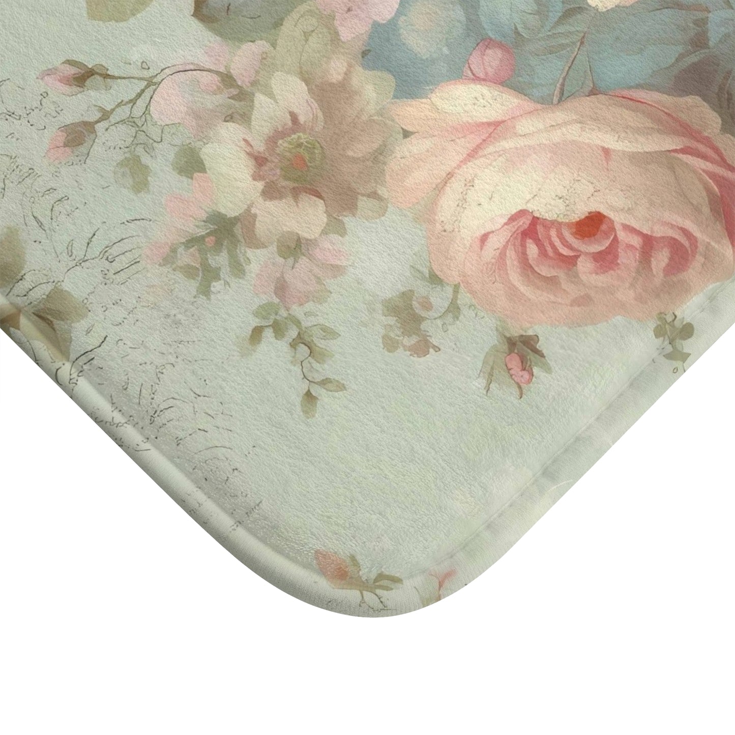 Bold pink roses shabby chic Bath Mat, vintage inspired, country cottage, farmhouse decor