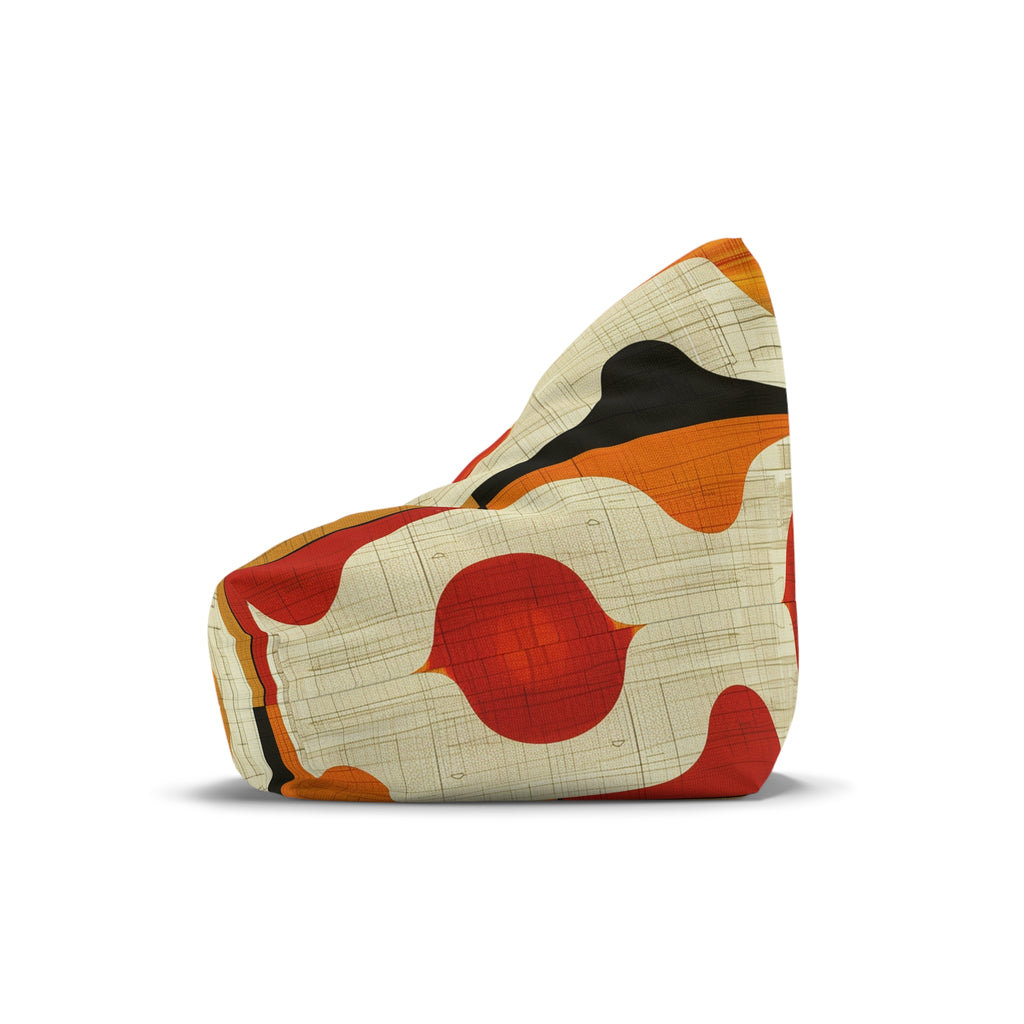 Retro Orange black Bean Bag Chair COVER (Cover only), Mid century Modern, lounger, funky chair slipcover, MCM home decor