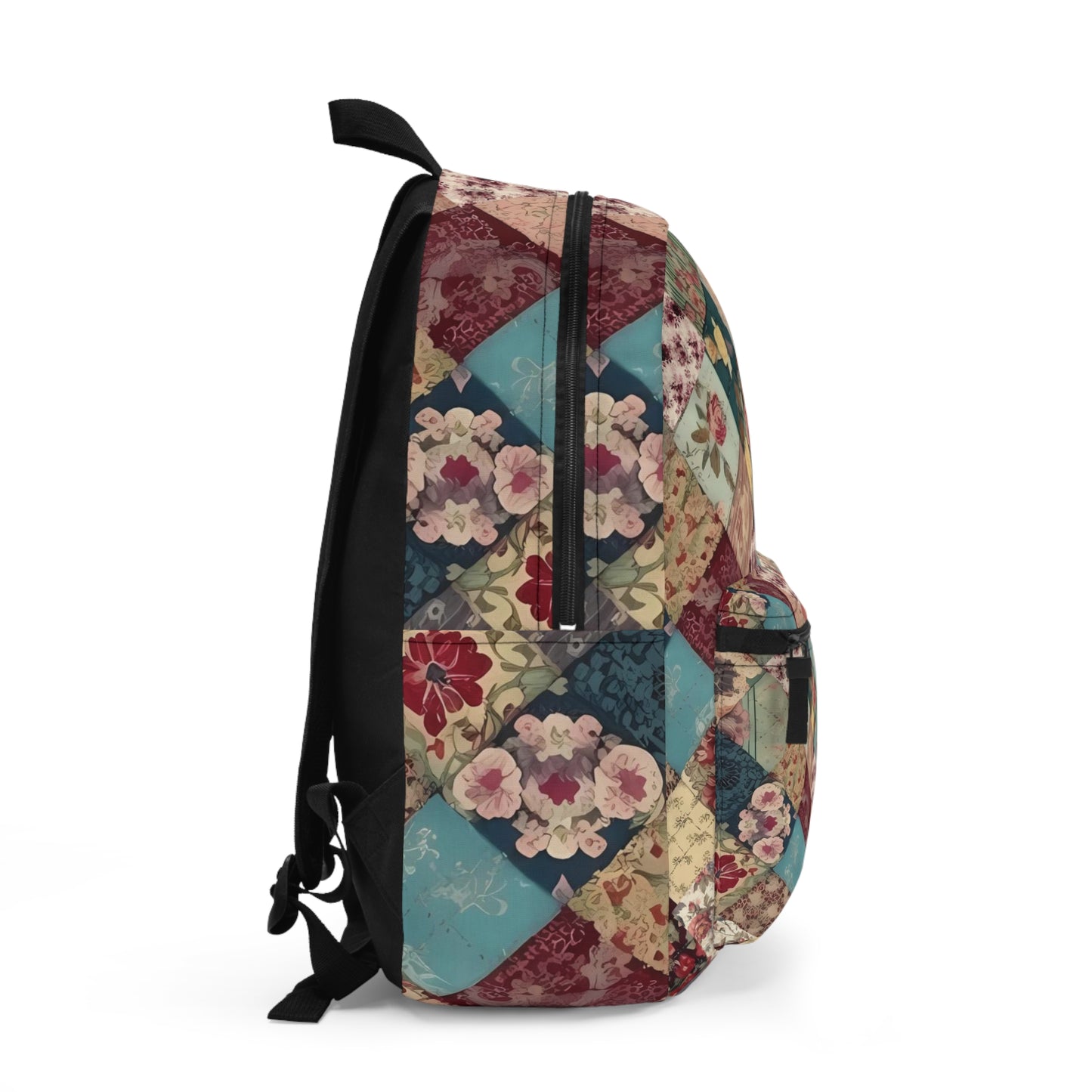 Patchwork floral FAUX (LOOK ONLY)Backpack, college backpack,, boho, bohemian, retro, vintage inspired travel, hiking, carry on backpack