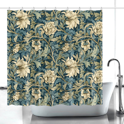 Floral Vintage inspired by William Morris pattern Quick-drying Shower Curtain, bathtub stall curtain