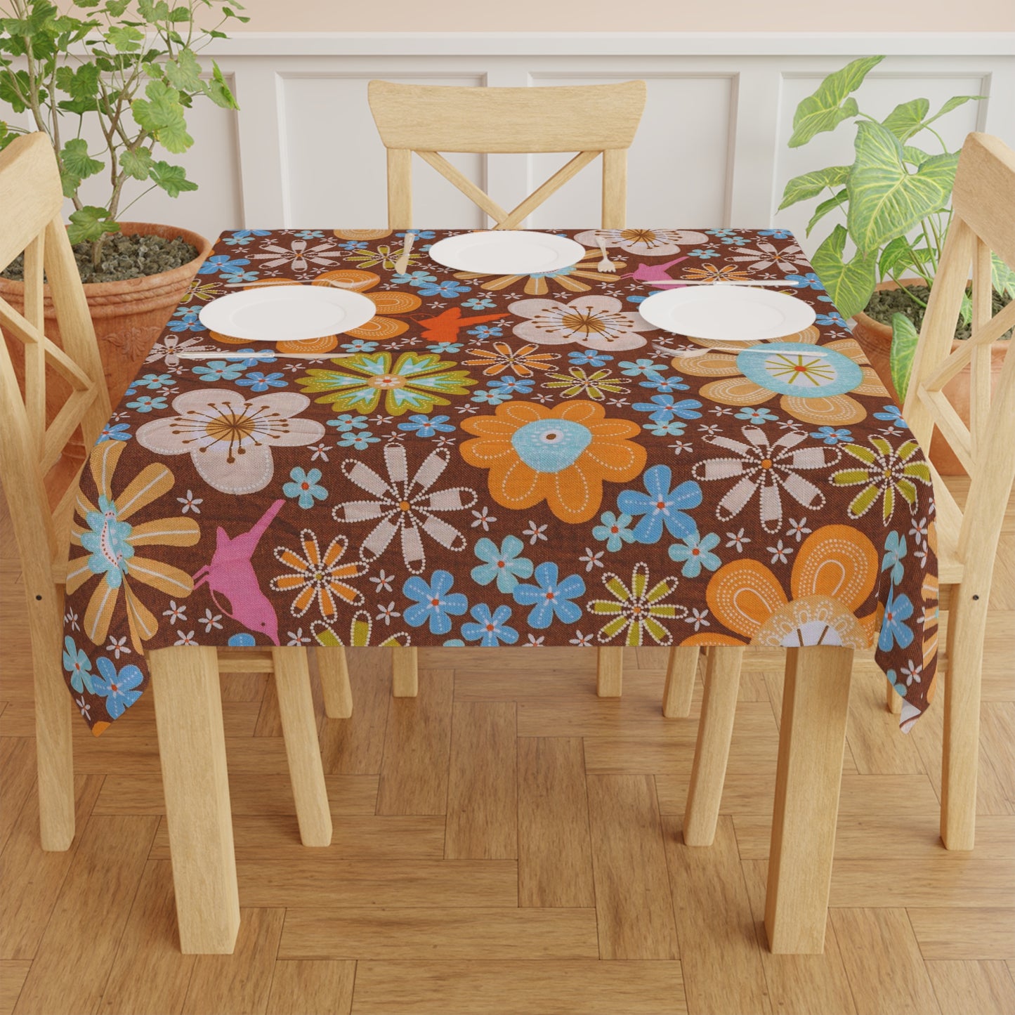 Blooming Nostalgia: A Retro Floral Delight - Tablecloth