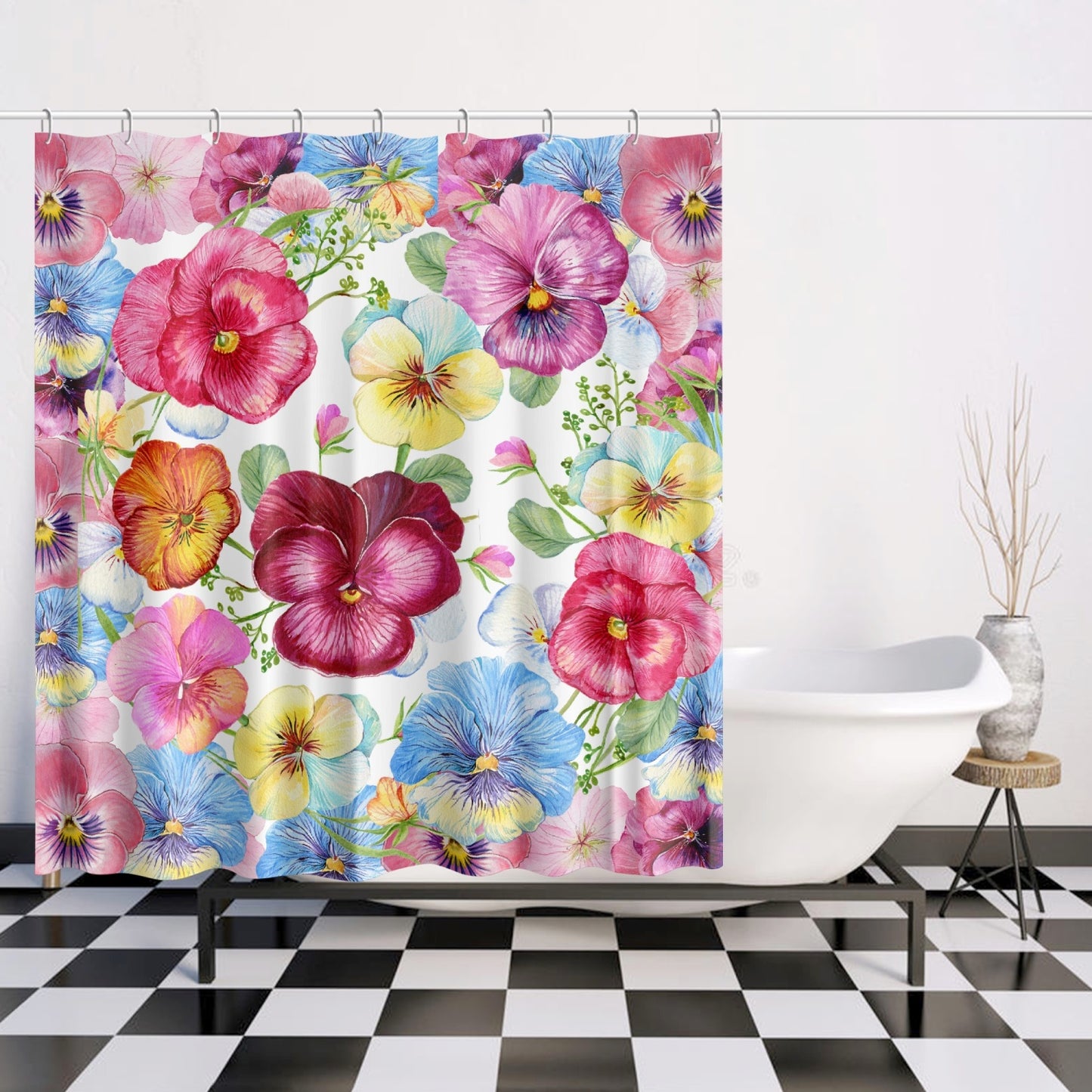 Colorful pansy flower. Quick-drying Shower Curtain